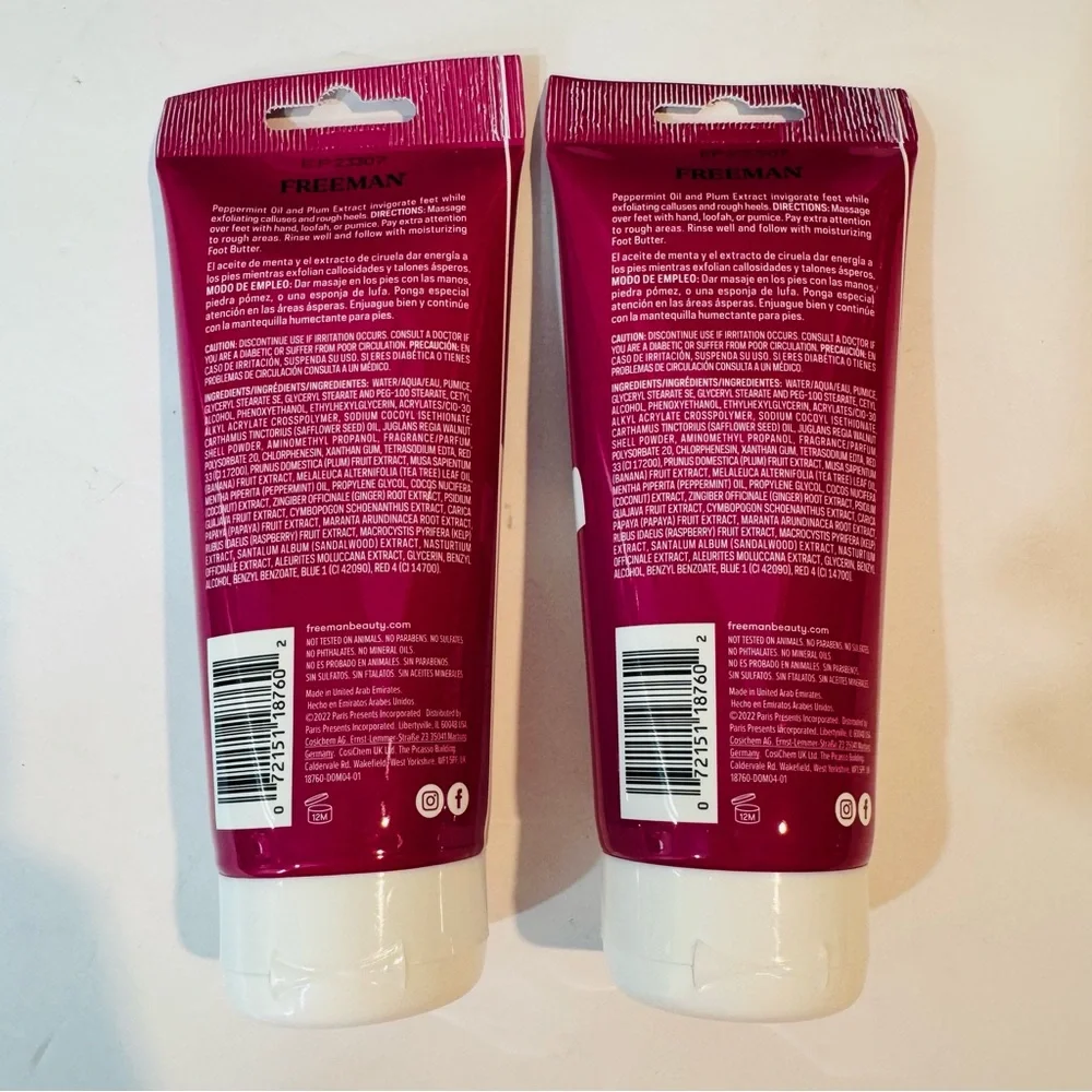Freeman Flirty Feet Exfoliating Scrub Peppermint & Plum 5.3oz / 150ml Pk of 2